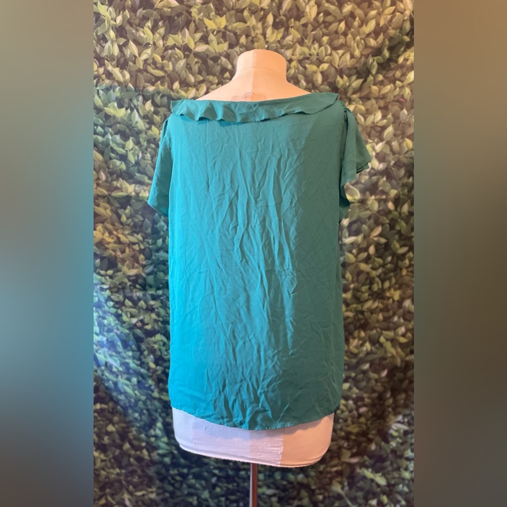 NWOT LOFT Blue Tie Front Relaxed Blouse - Picture 2 of 3